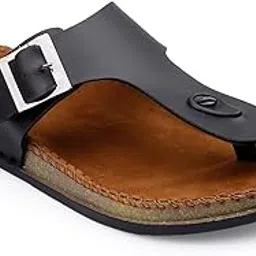 Men's Leather T-Strap Sandals with Buckle-picture-30