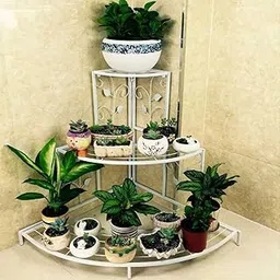 Bee Creative Sturdy Iron Corner Pot Stand Perfect Solution for Maximizing Space and Style (White)-picture-26