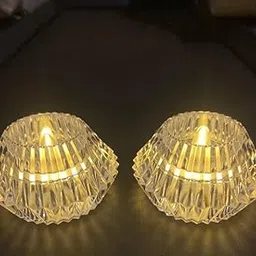 Crystal Diamond Cut LED Tea Light Candles | Flameless & Smokeless Acrylic Diya with Warm Glow | Battery Operated Light for Home, Pooja Room, Diwali, Navratri, Wedding, Party & Christmas Décor (1)-picture-20