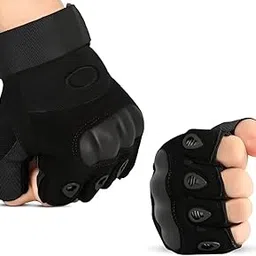 Creeknest...ALL THAT YOU WANT Half Finger Hard Knuckle Motorcycle Outdoor Riding, Hiking, Shooting Practice, Sports Breathable Riding Gloves for Men & Women- (Black, Size-XL)-picture-10