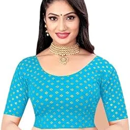 APPERA Women's Stylish Printed Blouse, Hosiery Fabric Readymade Blouse for Sarees and Lehengas, Suitable for Festive and Party-image-66
