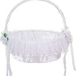 TRENDIVIBE Wedding White Flower Basket Romantic for Festive Occasions Anniversary Event-image-17