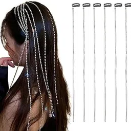 Shidara 6 Pcs Premium Rhinestone Hair Chain, Shiny Punk Tassel Hair Clip, Crystal Hair Extension Accessories for Women and Girls' Party, Nightclub, Wedding and Daily Headwear.-image-58