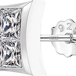 highspark 925 Silver Men's Stylish Square Solitaire Earring | 92.5 Sterling Silver and Diamond like Brilliance Zirconia | Single Stud for Men | Lovely Gift-picture-15
