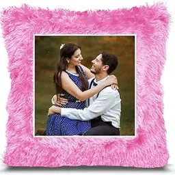 BMRGIFTS Fur Personalized Gift Photo Cushion for Boyfriend Girlfriend Husband Wife on Occasions Valentine's Day Birthday Anniversary Special Love Gift Square 15x17 inch, Pink (PC15)-picture-21