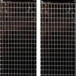 amfin AMFIN® (Pack of 2) Square Foil Curtains for Birthday Decoration Photo Booth Props Backdrop Baby Shower Bachelorette Party Decorations (Black)-picture-37