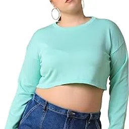 SHOWOFF Women's Solid Sea Green Crop Top-FG-4_Seagreen-picture-10