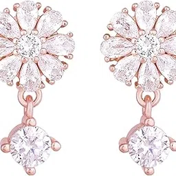 925 Silver Rose Gold Floral Earrings| Drops to Gift Women & Girls | With Certificate of Authenticity and 925 Stamp | 6 Month Warranty*-image-6