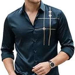 indoprimo Men’s Premium Satin Shirt for Party, Formal and Casual Wear – Stylish Designer Full Sleeve Shirt for Men-picture-46