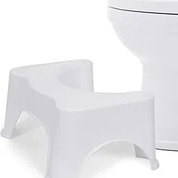 PRAMANTA Plastic Non-Slip Sturdy Bathroom Western Toilet Potty Step Stool Squat Potty Position Toilet Foot Step Stool for Western Toilet Potty, White (1Pcs)-picture-18