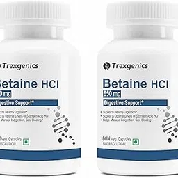 Trexgenics Betaine HCL 650 mg Stomach Acid Balance & Digestive Health Support (60 Veg. Capsules) (Pack of 2)-picture-14