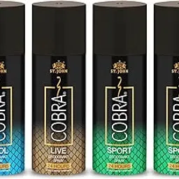 ST.JOHN COBRA Perfume Body Spray For Men & Women | Irresistible Scent Fresh and Soothing Long lasting Deo Live, Sports and Cool Deodorant Spray (600 ml, Pack of 4)-picture-28
