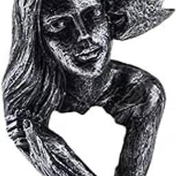 CALANDIS Abstract Art Couple Sculpture Love Figurine for Bookshelf Living Room Office Vintage Silvery | Figurines-image-5