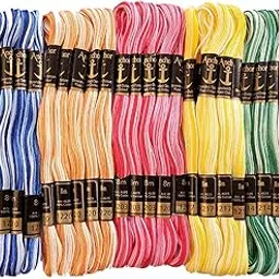Bhavya Enterprises Anchor Double Shaded Cotton Cross/Long Stitched Embroidery Threads -Set of 25 Pieces-picture-47