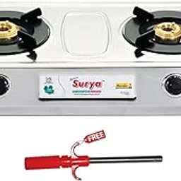 GOLDEN SURYA Manual Ignition Premium Stainless Steel High Efficiency 2 Burner Gas Stove, 18 Months Warranty, Chula Gas, ISI Certified, With Electronic Gas Lighter Free (Kristal)-image-11