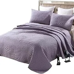YKFN Bed Cover, Single, 3-Piece Set, Bedspread, Pillowcase, Stylish, 100% Cotton, Quilted Cover, Bed Cover Set, 100% Cotton, Sofa Cover, Interior, 2 Pillow Cases, Present, Scandinavian, Hotel Specifications, Washable, 68.1 x 86.5 inches (173 x 218 cm)-picture-51