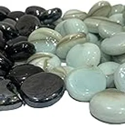 AZE Enterprises Flat and Round Marbles Glass, 40 Pic White Marbles and 40 Pic Black Marbles. for Aquarium Decorations,Home Decorations, School Projects for Kids and Adults (Total 80 pic)-picture-10