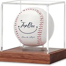 Baseball Display Case, Clear Cube Baseball Holder with Wooden Base, Autograph Baseball Stand Box for Single Ball, Acacia Wood, Brown, 1 Pack-picture-18