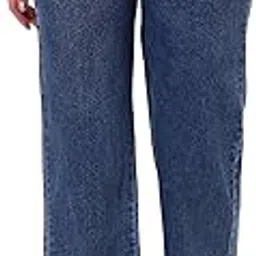 highten Women’s Black Wide Leg Elastic Waist Jeans | High Rise Loose Fit Stretch Denim Pants Without Belt Loops-picture-34