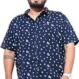 hardsoda by The Indian Garage Co Men Plus Size Regular Fit Printed Cutaway Collar Half Sleeves Casual Shirt-picture-27