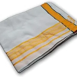 cotton zone Men's White Cotton Handloom Lungi Mundu With Golden Yellow colour Border 2m pack of 1-picture-23