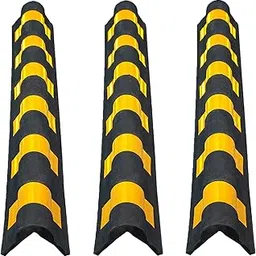 LADWA 1000 mm 3 Pieces Parking Safety Pillar Guard, Rubber Corner Bounce Shaped Guard with Yellow Reflective Tapes For High Visibility - (Pack Of 3)-picture-32