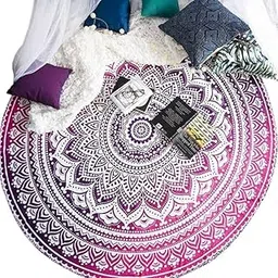 POSHMANDALA Round Tapestry with Tassel Wall Hanging Ombre Hippie Mandala Bohemian Hippy Intricate Waterproof Attractive Dining Table Cover 48x48 Inches-image-15