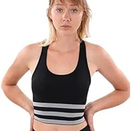 Sports Bras for Women – T Back Medium Support Sports Bra with Removable Cups Free Size (28 Till 34) Pack of 1 Black Color-image-46