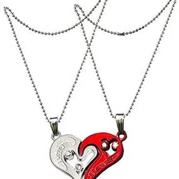 meenaz Pendant for Men Boys boyfriend bf gf girlfriend wife Silver Red Heart Pendants For Men Silver love Shape Pendants with Chian for Men Birthday Gift for Men Boys Anniversary Gift Husband -93-picture-55