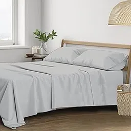 Trance Home Linen 400 TC Pure 100% Cotton Plain King Size Bedsheet with 2 Pillow Covers (108 x 108 Inch|9ft x 9ft, Silver Grey)-picture-36