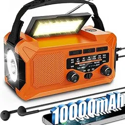 10000mAh Emergency Weather Radio with Solar Charging, Portable Radio AM/FM/NOAA, Hand Crank & Type-C Charge, LED Flashlight Compass Reading Lamp for Outdoor Camping Phone Charger SOS Alarm Radio-picture-23