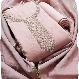 rubani Women's Chanderi Cotton Handwork Embroidery Unstitched Salwar Sut Dress Material (Free Size)-picture-15
