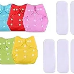 Baby Washable Diaper Nappies with Inserts, Washable Pocket Cloth Diapers + Black Insert (Multicolor) Cloth_Diaper_F98-picture-40