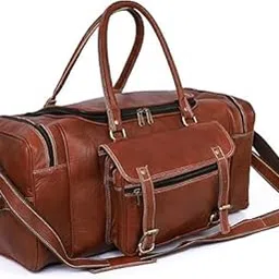 kirruu 24'' Inch Flap Leather Duffle Bag Handmade Rustic Overnight Weekend Bag for Men, Gym Sports Travel Tote Bag Luggage Carry On Flight Cabin Duffel Bag (24-INCH Large)-picture-13