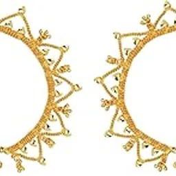 cute gold One Gram Gold Plated & Brass Stylish Anklets Kolusu Payal Ghungroo for Women & Girls (10.5 Inch)(ANK-7017)-picture-33
