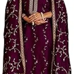 indo era Women's Silk Blend Embroidered Straight Kurta With Palazzo & Dupatta Set (Iestr6217)-picture-12