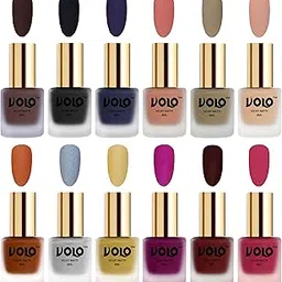 Volo Velvet Dull Matte Nail Polish Combo in Wholesale Rate(Chocolate Brown, Black, Russian Navy Blue, Light Peach, Sand Nude, Nude, Metallic Coral, Metallic Silver 96 ml) Pack of 12-image-72