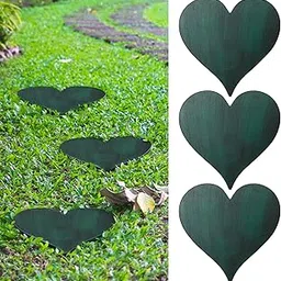 Tandefio 3 Pcs Heart Garden Stepping Stones Brown Cast Iron Stepping Stones Rustic Style Outdoor Stones for Garden Walkway Outside Decorative Decor, 12 Inches (Green)-picture-11