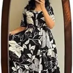 desi art Women's Rayon Floral Printed Midi Dress Short One Piece | Casual Wear-picture-16