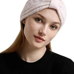 topibaaz Winter Headband for Men and Women Head Wrap Soft Fleece Knitted Woolen Warm Hair Band Unisex Acrylic Skull Stretchy Earwarmer Earmuffs Hair Accessory (White)-picture-25