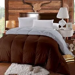 Soft Ease -300 GSM Winter Proof Comforter Premium Collection Quilted Reversible Comforter (60" x 90" Inches/152cm x 228cm) - Single Bed Comforter-[Brown/Silver]-image-7