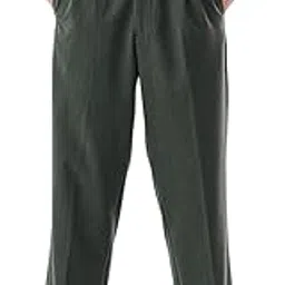 Men Formal Trousers | Relaxed Fit Pleated Front Self-Design | Premium Polyester Blend & Medium-Stretch Fabric for Office & Professional Wear-image-89