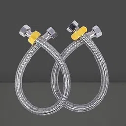 COSSIMO 18" Inch Silver Connection Pipe | Stainless Steel Heavy Duty Connection Pipe | Suitable For Geysers, Countertop Faucets/Water Taps, Toilet (Pack of 2) (18" INCH)-picture-24