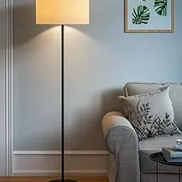 NAJIM Enterprises Floor Lamp Standing Modern Black 5Ft Height Off White Lamp Shade 12 Inches Drum Shade for Living Room Corner, Home, Hotel, Office(Metal, Pack of 1)-image-86