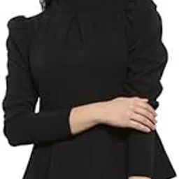 kassually Tops for Women Black High Neck Peplum Top-picture-46