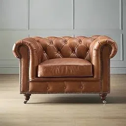 Luxury Teak Wood Sofa | Premium Leatherette Upholstery | High-Density 40D Foam Cushions | Elegant & Durable Wooden Frame | Comfortable Classic Seater for Living Room, Office & Lounge Décor-picture-21