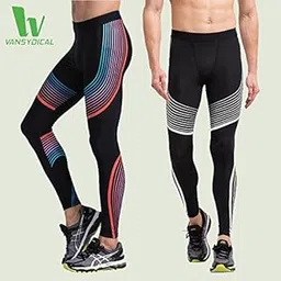 MBF007 Blue Red, M : VANSYDICAL Men's Compression Pants Speed Training Leggings Sportswear Quick Dry Breathable Gym Fitness Jogging Trousers-picture-26