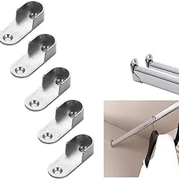 50 Pack Flange Closet Rod Holder Oval Closet Rod End Supports Zinc Alloy Heavy-Duty Closet Pole Socket for Wardrobe Closet Silver-picture-15