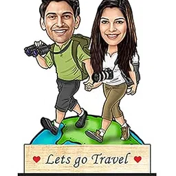 Foto Factory Gifts® Personalized Gift Caricature World Tour Explorer Couple Cutout Standee Customized with Your Photos (Wooden_8 inch, x 5 inch_Multicolour) CA0145-image-41