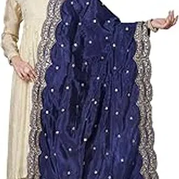 Women's Chinnon Dupatta With Sequence Cut Works | Dupatta for Women's | Embroidered | Stripe Sequence Work & Scallop Lace With Designer Zari | Perfect For Casual Wear| 2.5 Meters |-image-24